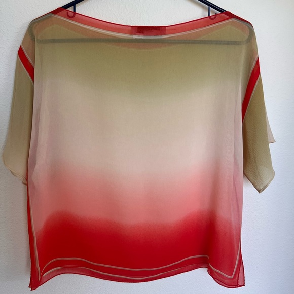 Kay Unger Sheer 💯 silk top blouse flowy boho women's size medium - Picture 8 of 9